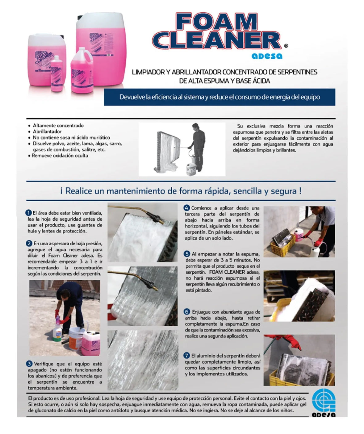 Foam Cleaner Rosa Litro Limpiador Serpentines, Quita Sarro