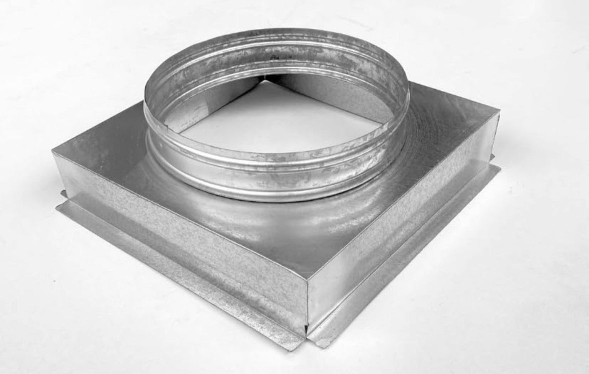 Adaptador Cuadrado a Redondo  Para Conexión De Ducto Circular con Ducto Cuadrado Para Aire En Lamina Galvanizada Calibre 26 para HVAC