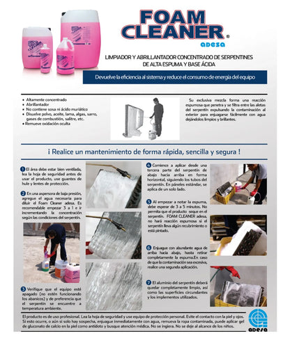 Foam Cleaner Rosa Litro Limpiador Serpentines, Quita Sarro