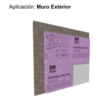Foamular 250 Aislante Térmico y Acústico de Poliestireno Extruido de 60 centímetros X 1.22 metros X 1 pulgada. Owens Corning