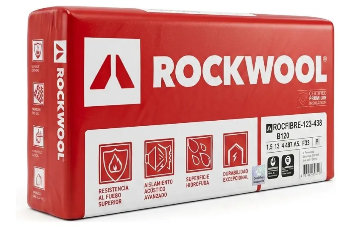 7 Placas de Lana Mineral Térmico Acústico de 2” de espesor X 1.22 M X 61 CM (6lb/ft3)