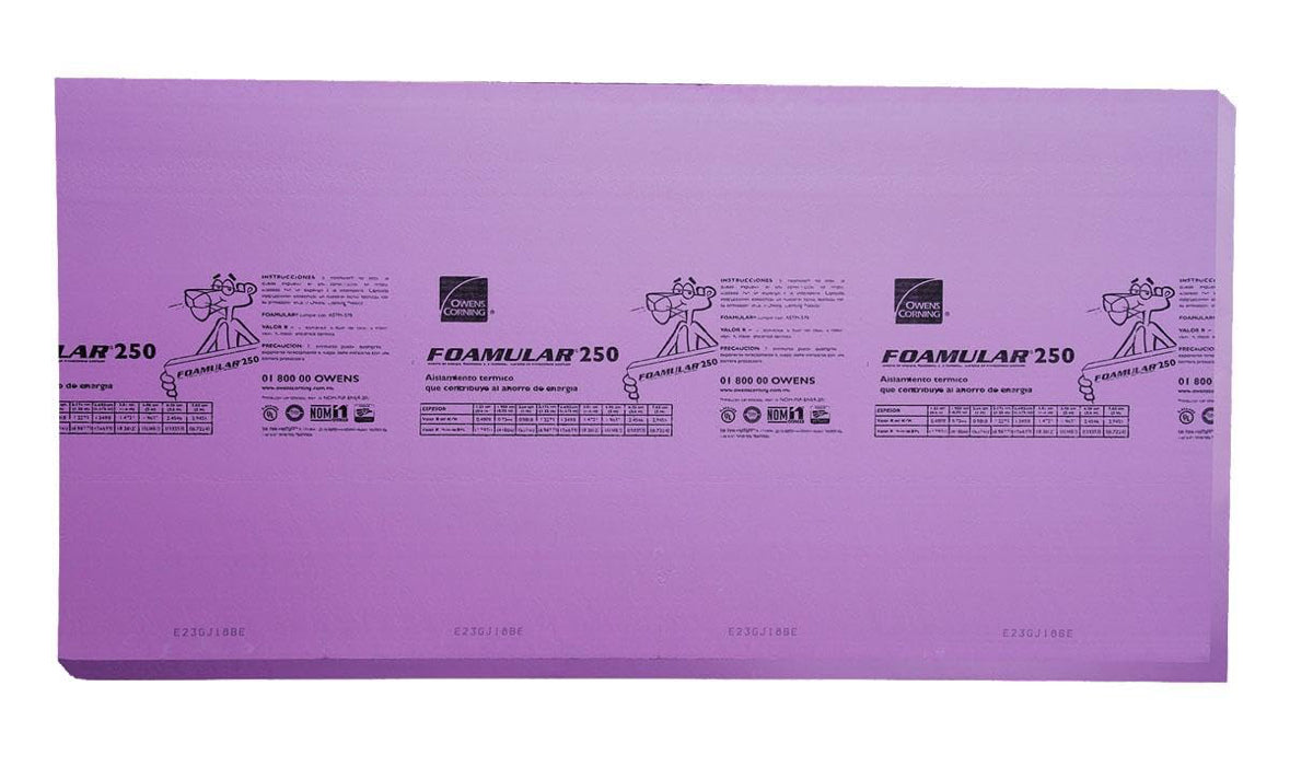 Foamular 250 Aislante Térmico y Acústico de Poliestireno Extruido de 60 centímetros X 1.22 metros X 1 pulgada. Owens Corning