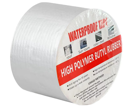 Cinta de Butilo Impermeable de Aluminio para Exteriores, 5CM x 10M, Sin COV, para Reparación de Techos, Tuberías y Ventanas