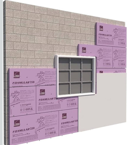 Placa de Foamular 250 Aislante Térmico y Acústico de Poliestireno Extruido de 60 centímetros X 1.22 metros X 2 pulgadas. Owens Corning