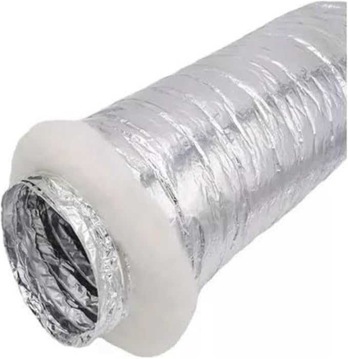 Ducto Flexible Aislado de Poliester para Aire Acondicionado de 7.62 Metros de Largo, Conducto HVAC