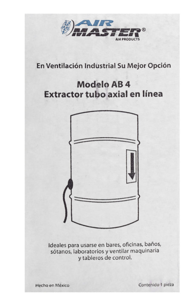 Extractor De Aire Tubo Axial De 4 Pulgadas Aspas Plásticas, Ventilador de Escape de Humo, HVAC